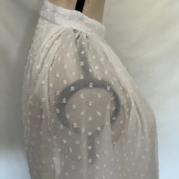 Chic Me Swiss Dot Blouse Sz M Coquette Fairycore Sheer Cottage White Ethereal - Picture 5 of 14